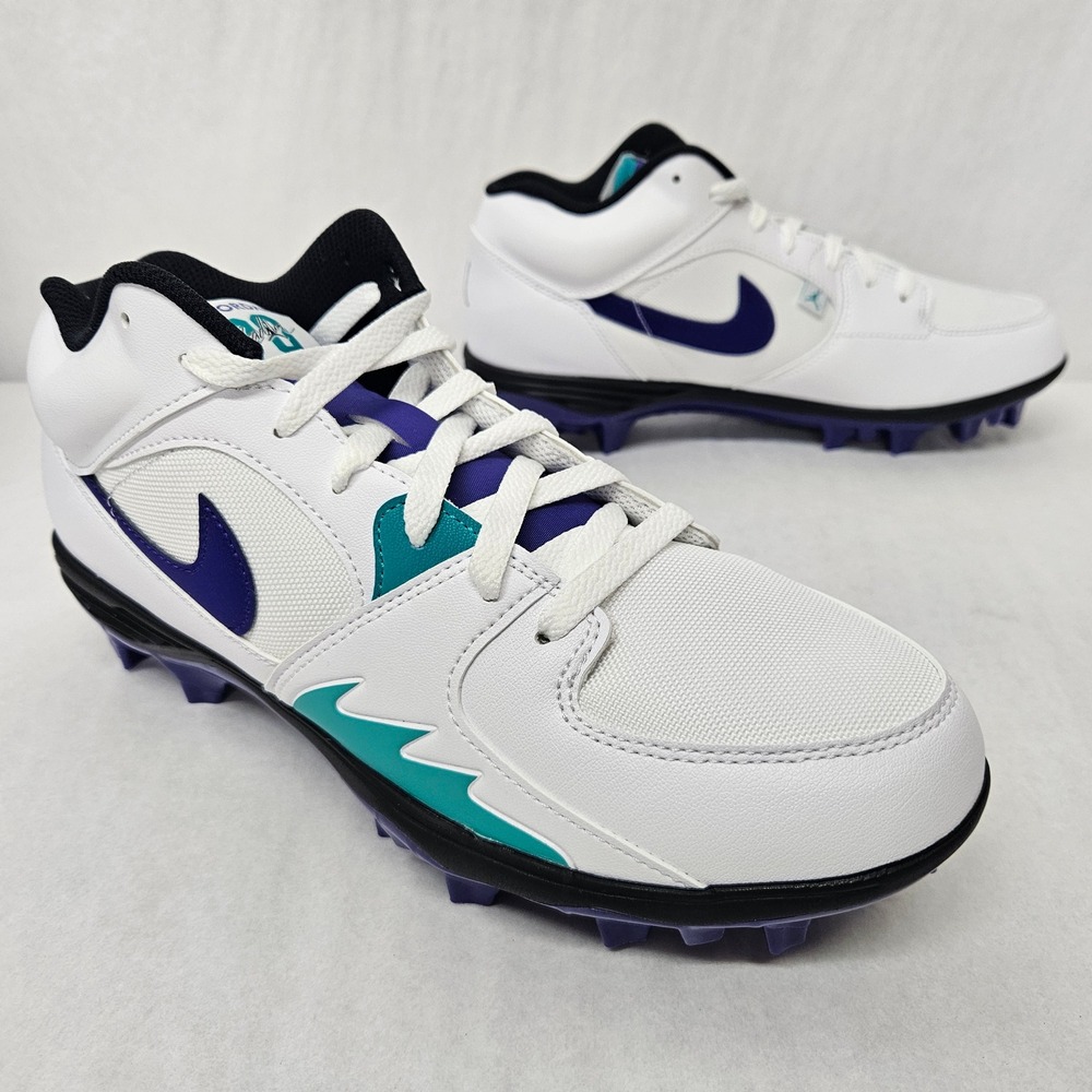 Jordan Stadium 90 Low TD Football Cleats‎ HQ0210-105 White Purple Men Size 10.5